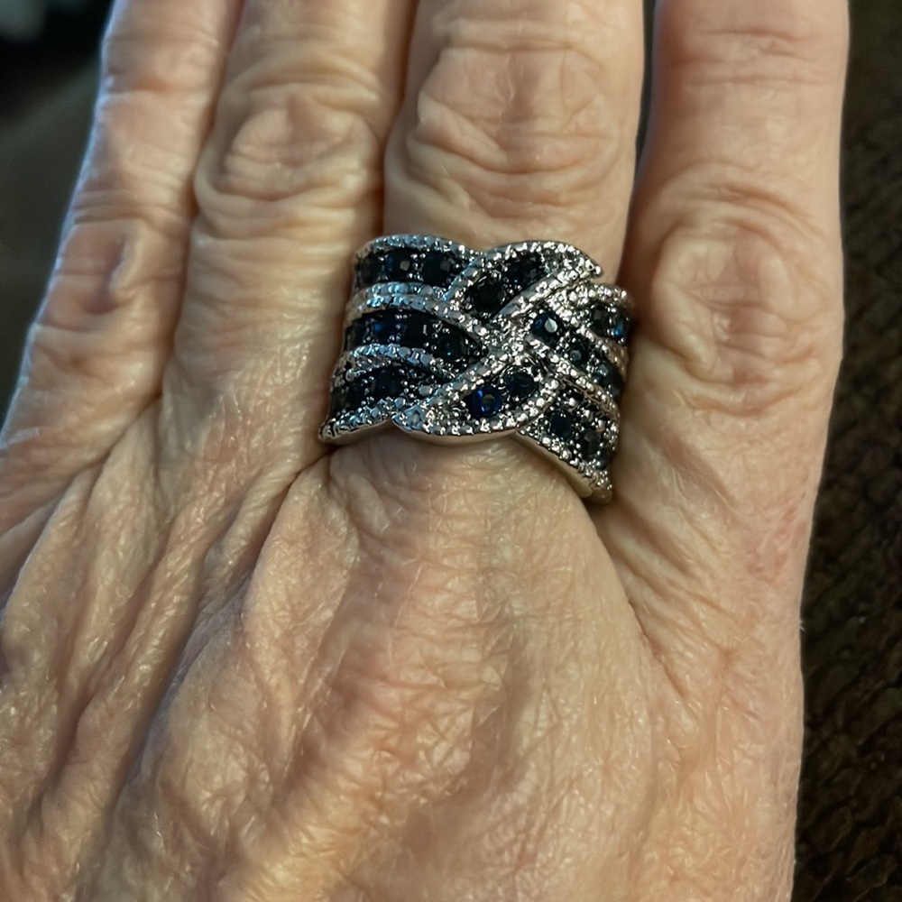FREE WITH A $100 order…Blue Rhinestone Crystal Sterling Band